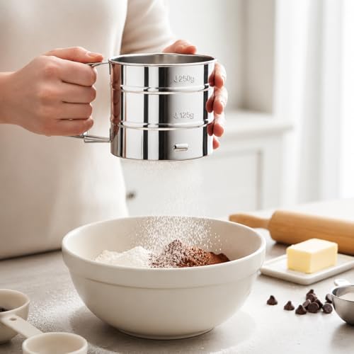 Foto von Mehlsieb Edelstahl 250 g, Einhand-Sieb für Mehl und Puderzucker