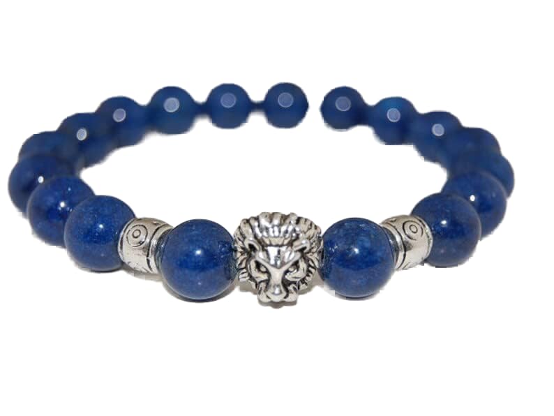 Bracelet jaspe bleu 10mm LKBEADS pour la méditation et la prospérité