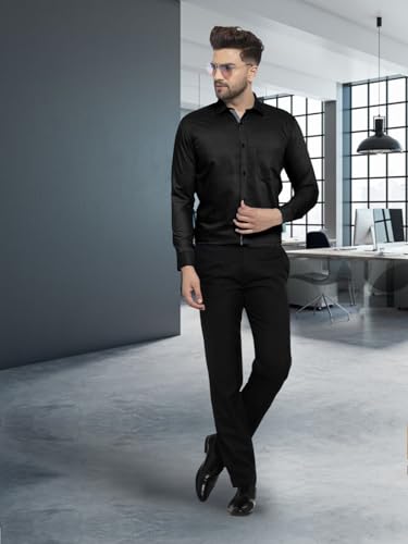 Image of Pinkmint Mens Long Sleeve Button Down Shirt for Men Collared Casual Formal Soild Shirt