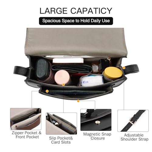 Image of GOIACII Crossbody Bags for Women Saddle Purse Cute Shoulder Handbag Pebble Leather Brown