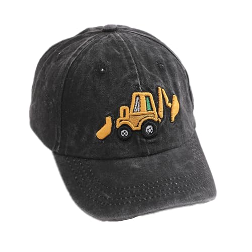 Kids Baseball Cap Cute Embroidery Excavator Adjustable Cotton Washed Vintage Cowboy Hat 3-8 Years