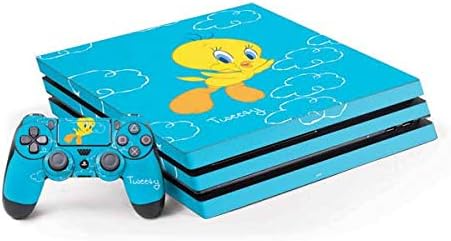 Skinit Decal Gaming Skin Compatible with PS4 Pro Console and Controller Bundle - Officially Licensed Warner Bros Tweety Bird Flying Design