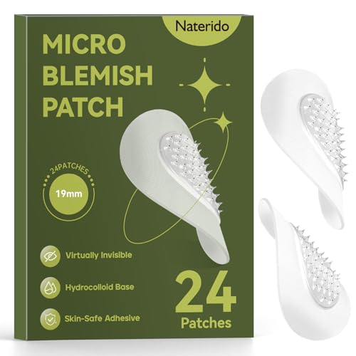 Naterido Microdart Hydrocolloid Patch (24 Counts) Day & Night Clear Spot Remover Pimple Stickers Spot Dots for Face Zit Patches