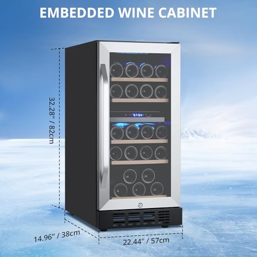Image of Garvee 26 Bottles Wine Refrigerator Cooler, 24 in Built-In Wine Cabinet with Digital LED Touch Screen, Compressor Freestanding /Wine Fridge, Lockable Wine Cellar for Home, Bar
