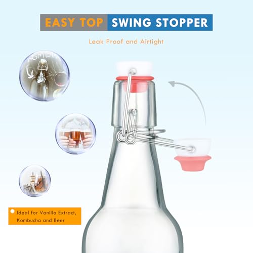 Image of YEBODA 16 oz Clear Swing Top Glass Bottles with Airtight Lids, 8 Pack