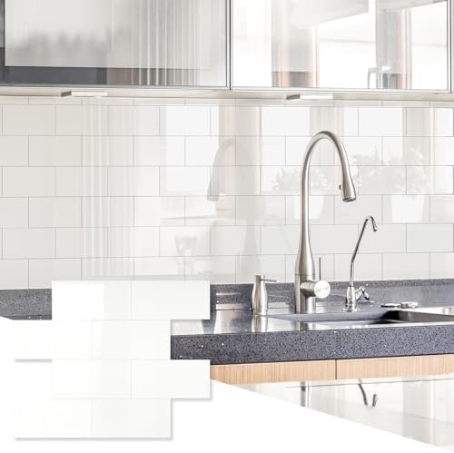 OYASIMI 20 Sheets Ivory White PVC Subway Tiles Peel and Stick Backsplash,12