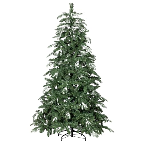 HOMCOM Árvore de Natal artificial 180 cm, ramos realistas com efeito de neve, árvore de Natal com suporte de aço, base dobrável, montagem rápida, decoração natalícia para casa, festa