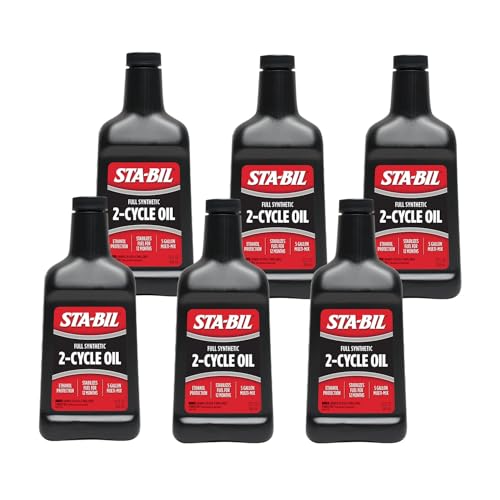 Image of STA-BIL Full Synthetic 2-Cycle Oil - With Fuel Stabilizer - 5 Gallon Mix - 50:1 And 40:1 Mix Ratios - Low Smoke Formula, 13 fl. oz. 6 Pack