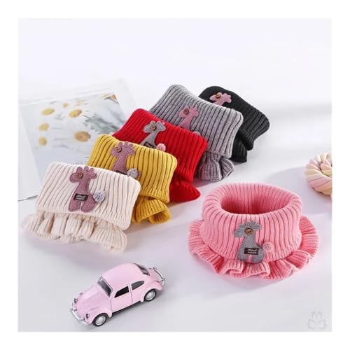 Knitted Scarf Cartoon Giraffe Ruffle Neck Warmer Girls Kids Accessories Collar Circle Outdoor Winter Warm Scarves3