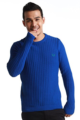 Fred Perry Sweat-shirt Homme Bleu Small : pull col rond en coton pour un style casual chic