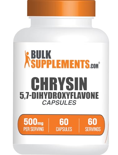 BulkSupplements.com Chrysin Capsules - 5 7-Dihydroxyflavone Chrysin Supplement - Gluten Free 1 Capsule per Serving (500mg) 60 Capsules (Pack of 1)