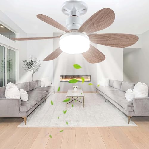 Ventilateur de plafond lumineux télécommande E27 dimmable salon 52cm