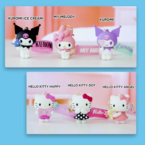 #sbabam Funny Box Hello Kitty Key Ring Serie 2, sleutelhanger Hello Kitty sleutelband Glow in the Dark, 3 stuks - Gadget Kids vindt Kuromi, Cinnamoroll, My Melody en andere, bedels voor tassen - Afbeelding 4