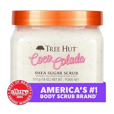 Tree Hut Coco Colada Body Scrub, Exfoliating & Hydrating Sugar Scrub with Shea Butter & Essential Oils, Smooth Skin, Body Exfoliator For All Skin Types, Self Care Gifts for Women, Vegan, 18 Oz
