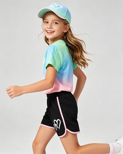 Image of Tween Girls Clothes Summer Short Sleeve T-Shirt and Shorts Set Casual Two Pieces Outfit Size 8 13
