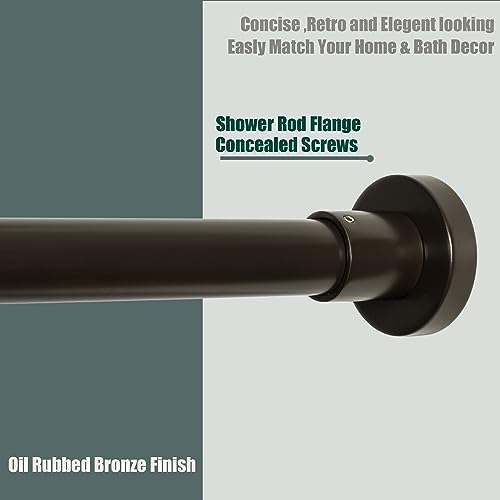 Image of Artiwell Heavy Duty Shower Rod, Adjustable Shower Curtain Rod, Expandable 47-84 Inch, Permanent Mount Shower Rod, Never Rust Stainless Steel For Window Curtain and Closet, Oil Rubbed Bronze
