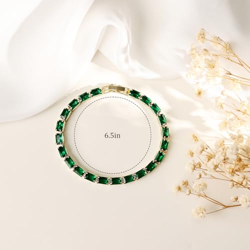 Elegant Green Tennis Bracelet for Women - Emerald Jewelry Piece, Green Cubic Zirconia Bracelet for Timeless Style3