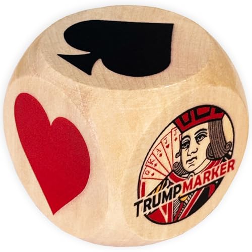 Trump Marker Dice 2 Inch Wooden Euchre Cube with Velvet Storage Bag Trump Suit Indicator for Euchre Pinochle Bridge Poker