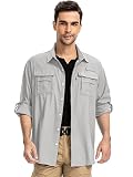 Men’s Long Sleeve Shirts UV UPF 50 Sun Protection Hiking Fishing Safari Shirt Quick Dry Cool Utility