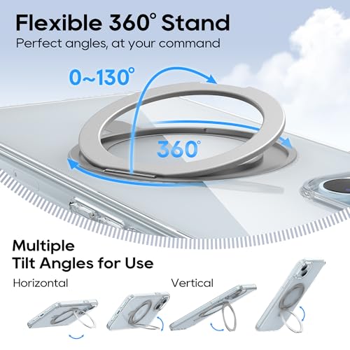 Niunisi for iPhone 15 Plus Case 6.7-Inch with Magnetic 360° Ring Stand Compatible with MagSafe Crystal Clear Shockproof Protective Phone Cover 6.7" 2023, Clear by Niunisi - Used condition - Image 4
