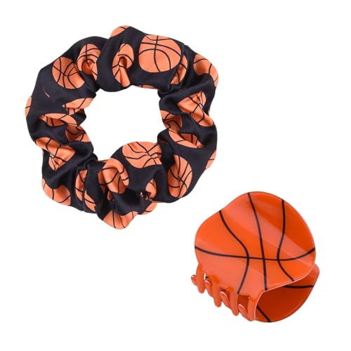 Sudaporn - Basketball Hair Bands Claw Clips Accessories Sport Satin Hair Ties Ponytail Holders for Women Girls Yellow and Black Barrettes Scrunchies for Basketball Player Fans Party Favors Decoration