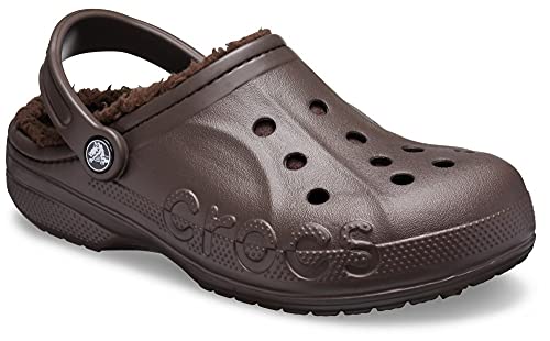 Image of Crocs Men's and Women's Baya Lined Clog | Fuzzy Slippers, Espresso /Espresso, 11 Women /9 Men