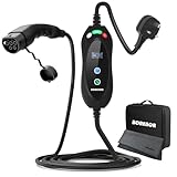 BORENOR EV Charger Cable Type 2 to 3 Pin Plug, 2.8kW Electric Car Charger [6/8/10/13A], Adjustable Current, Portable EV Charging Cable with Carry Bag, LED Dsiplay, 6 Metres, for Home & Travel, Black - Image 1