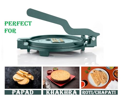 Image of DEEP 8.7 Inch Roti Maker Machine Heavy Duty Cast Iron with Stainless Steel Plates - Manual Chapati Presser, Puri Maker Press Machine - Kitchen Utensil for Roti, Chapati, Puri, Papad, Khakhra Maker
