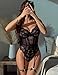 Avidlove Lingerie Sets for Women Sexy Lace Corset Bodysuit with Garter Belt One Piece Teddy Lingerie Black