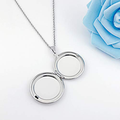Youfeng SS-FL003-S Locket Necklace That Holds Pictures Flower Lockets Necklaces Pendant 18K Gold Plated Gifts Jewelry Silver Round thumb #6