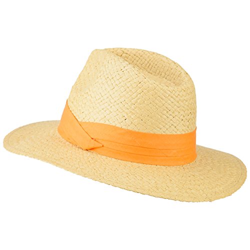 Panama Straw Fedora Hat - Coral S-M #TOP1
