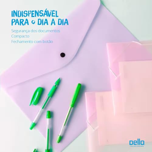 Kit c/ 4und Envelope Com Botão A4 Pastel Sortido DELLO
