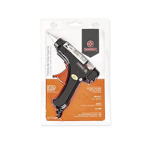 PISTOLA PARA COLA QUENTE PRETA E LARANJA DIAM. 7MM 10W PROFESSIONAL MUNDIAL 950