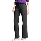 Hanes Women's Fleece Pant Open Leg Sweatpants, Ebony, 2XL