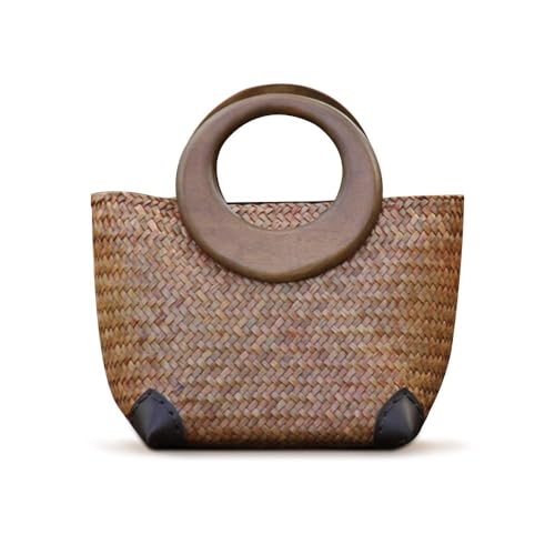 Bolso artesanal de mujer tipo tote de rafia con asa redonda