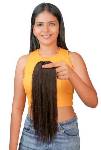 Image of Happy Heads cover up patch | Invisible cover up patch for women hair | Dark Brown | 12 Inches | 100% Human Hair Extensions for Women & Girls | Hair Accessories | Hair Wig | Hair Buns