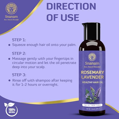 Image of Lavender Rosemary Hair Oil | 100% Pure & Natural Undiluted Cold Pressed Oil | Healthy Hair & Scalp Nourishment | 100 ml
