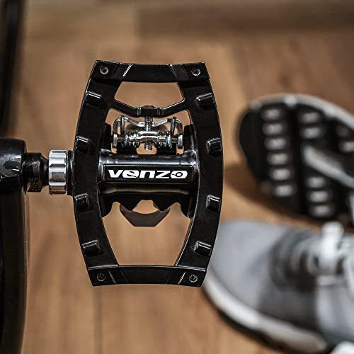 Venzo Dual Function Platform Multi-Use Compatible With Shimano Spd Mountain Bike Bicycle Sealed Clipless Pedals - Dual Platform Multi-Purpose - Great For Touring, Road, Trekking Bikes #TOP4