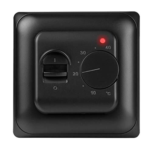 Termostato empotrable analógico Termostato Ambiente con Sensor de Suelo Externo para calefacción por Suelo Radiante eléctrico - Límite de Temperatura mín./máx. - MST1 Negro