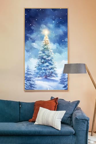 Punto de cruz diamante 5D Jumpdot, kit de manualidades de árbol de navidad en la nieve 70x40 cm 5
