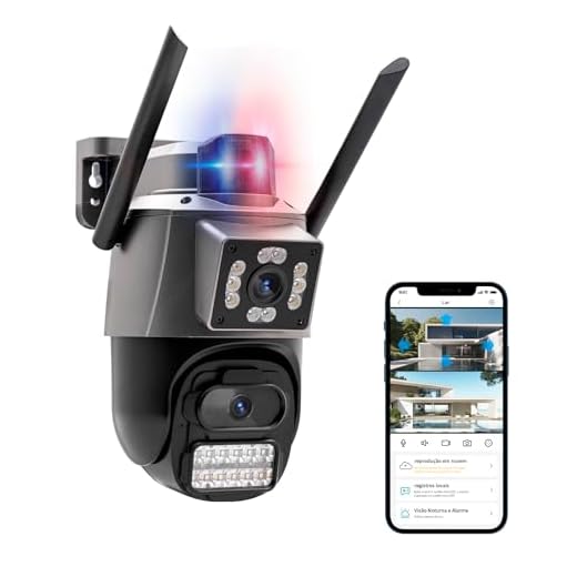 Câmera IP Sem Fio de Segurança Externa HD 3MP, Câmera de Visão Noturna Infravermelha WiFi, Dupla Lente Grande Angular, IP66 à Prova D'água e à Prova de Poeira, Luz de Advertência