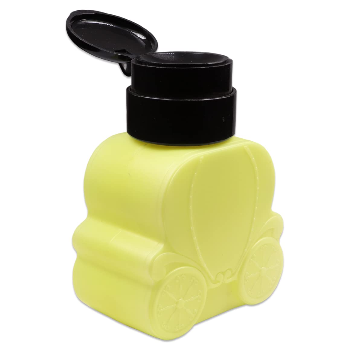 Beauticom Professional YELLOW Carriage Shaped Nail Pump Dispenser Bottle (Size: 250ml) for Nail Acrylic Acetone Liquid Polish Remover Bottle Tool