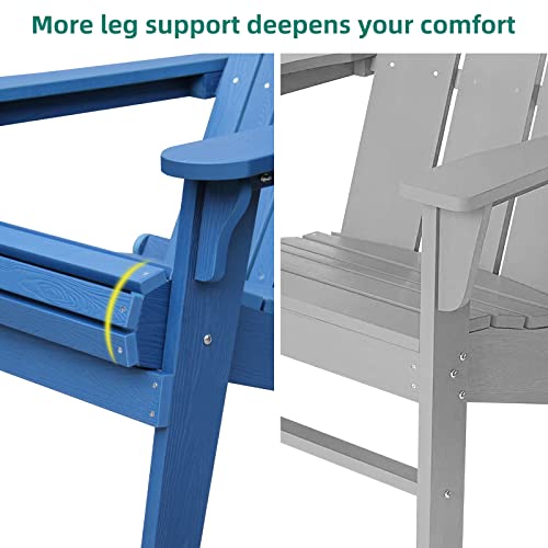 Dwvo Folding Adirondack Chair, Weather Resistant Poly Resin Fire Pit Chairs, Wood Grain Polystyrene Outdoor Chairs For Patio Pool Deck Lawn And Garden, Navy Blue #TOP7