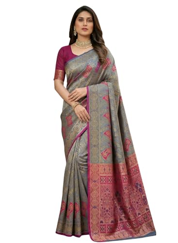 Image of C J Enterprise Women's Pure Soft Silk Saree With Blouse Piece For Wedding (Damru-Patola)