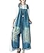 YESNO P91 Women Overalls Jumpsuits 100% Cotton Casual Embroidery Distressed Boyfriend Wide Leg