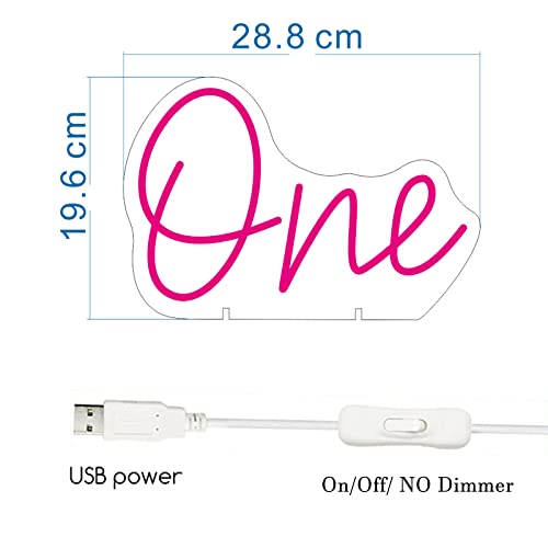 One Year Old Birthday Table Number Neon Sign Desk Lamp Night Light Wedding Letter Led Neon Sign Wedding Table Decorations Neon Light Bedroom Home Room Decor Christmas Party Warm White Usb 28.8×19.6Cm #TOP4