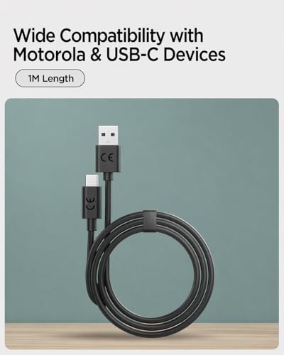 Image of TurboPower 33W USB-A to C Fast Charging Cable (3.3ft /1m) | Compatible with Motorola G73, G62, G54, G84, Edge 40, Edge 30, Moto G32, G42, G72 & Others