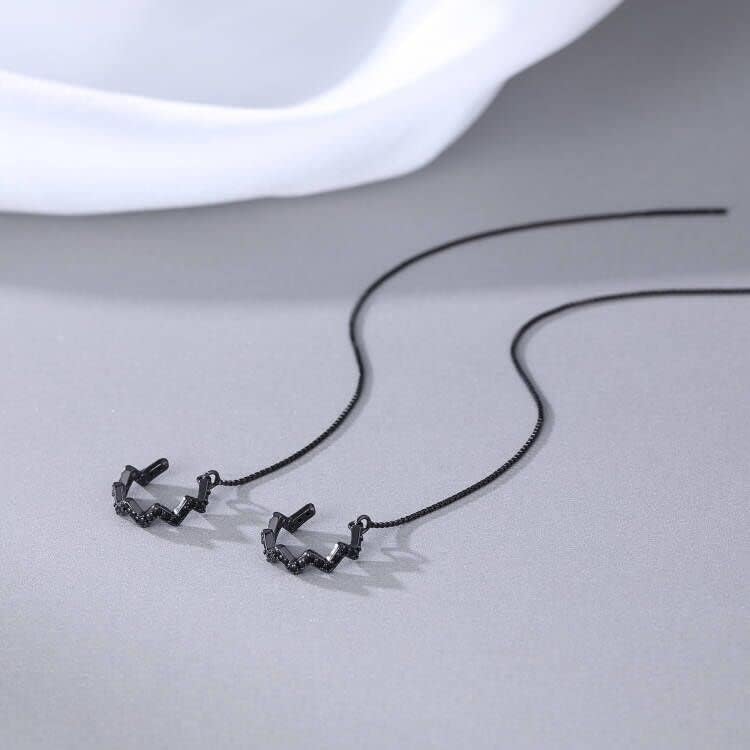 SLUYNZ 925 Sterling Silver Wave Cuff Earrings Wrap Tassel Earrings for Women Teen Girls Dangle Earrings Threader Chain