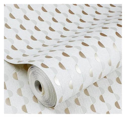 Papel Tapiz Paredes Papel pintado ligero de lujo for dormitorio, sala de estar, TV, fondo a rayas blanco(WHITE,0. 53x10m)