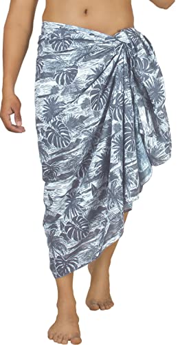 HAPPY BAY Men's Beachwear Summer Sulu Cotton Linen Effect Cover Up Summer Surfing Swim Trunk Wrap Beach Sarong Men One Size Navy, Beach4